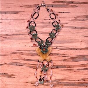 Floral Multicolor Genuine Stone Beaded Necklace